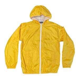 Lands End Windbreak Rain Jacket Boys Sz L 14-16 Yellow Mesh Lining
